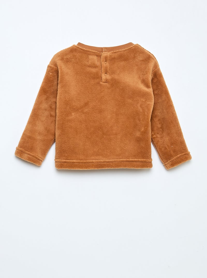 Completo pigiama lungo in pile - 2 pezzi Marrone - Kiabi