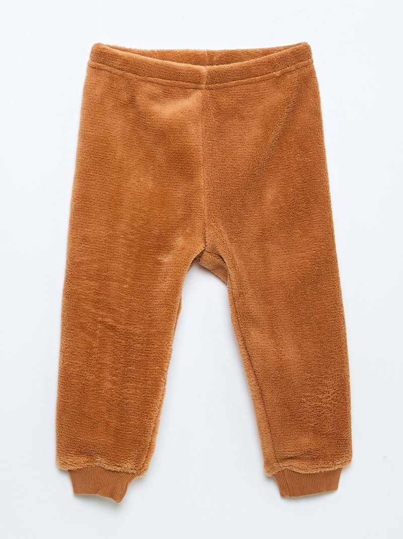 Completo pigiama lungo in pile - 2 pezzi Marrone - Kiabi