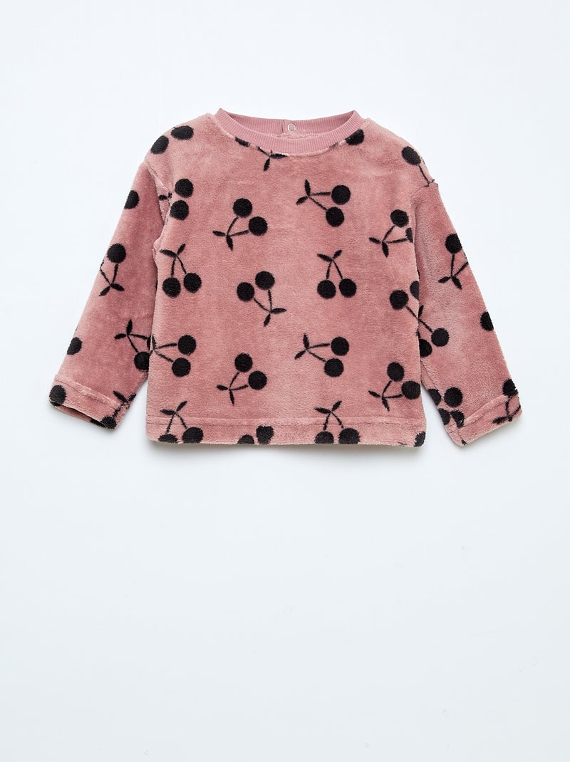 Completo pigiama lungo in pile - 2 pezzi Rosa - Kiabi