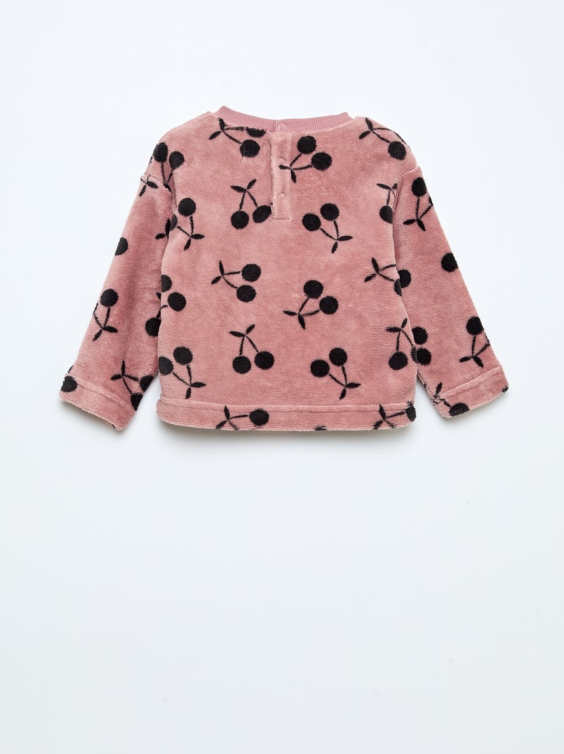 Completo pigiama lungo in pile - 2 pezzi Rosa - Kiabi