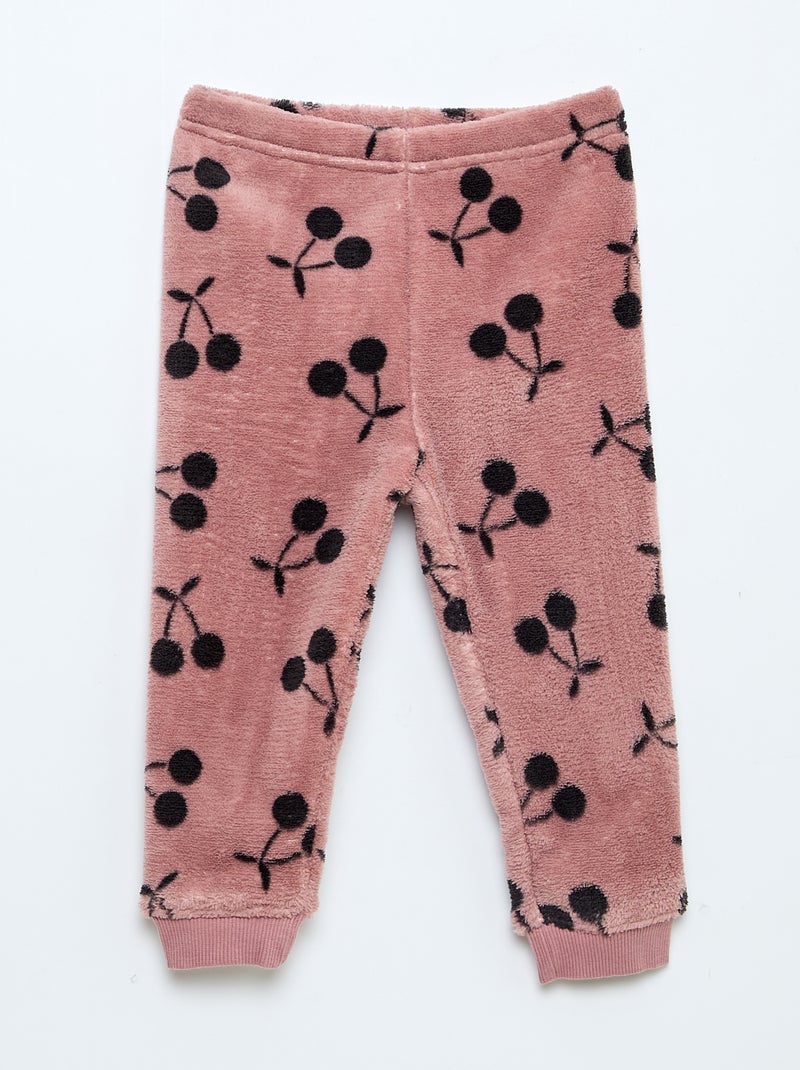 Completo pigiama lungo in pile - 2 pezzi Rosa - Kiabi