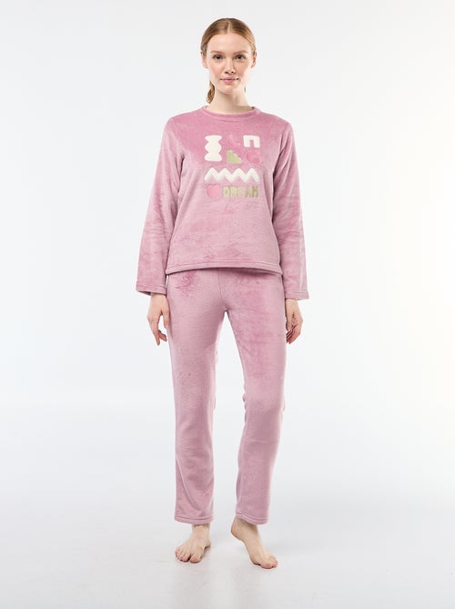 Completo pigiama lungo in pile - 2 pezzi - Kiabi