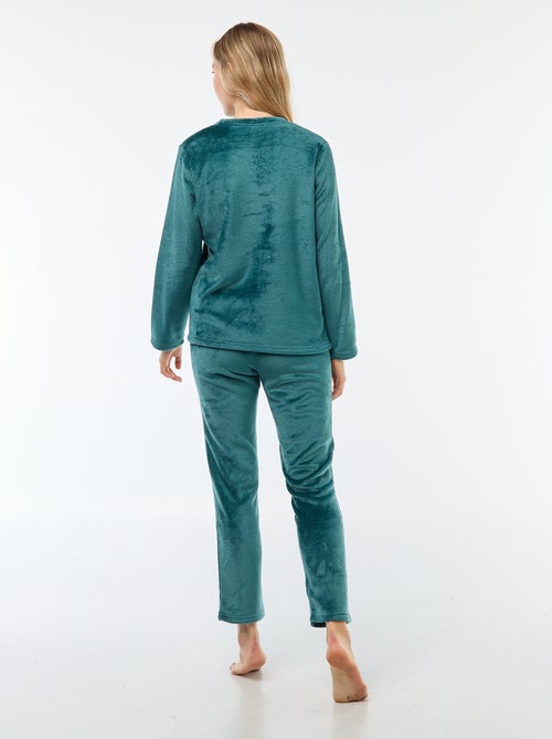 Completo pigiama lungo in pile - 2 pezzi - Kiabi