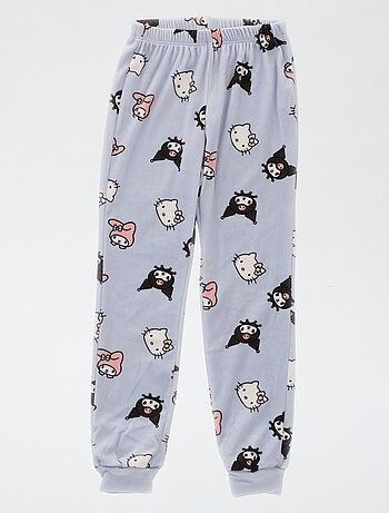 Completo pigiama lungo in pile 'Kuromi' 'Hello Kitty' - 2 pezzi
