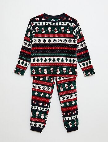 Completo pigiama lungo in pile 'Natale' - 2 pezzi