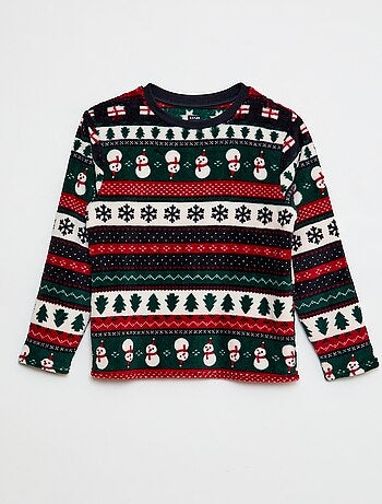 Completo pigiama lungo in pile 'Natale' - 2 pezzi
