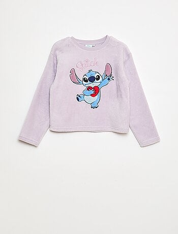 Completo pigiama lungo in pile 'Stitch' 'Disney' - 2 pezzi