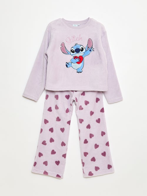 Completo pigiama lungo in pile 'Stitch' 'Disney' - 2 pezzi - Kiabi