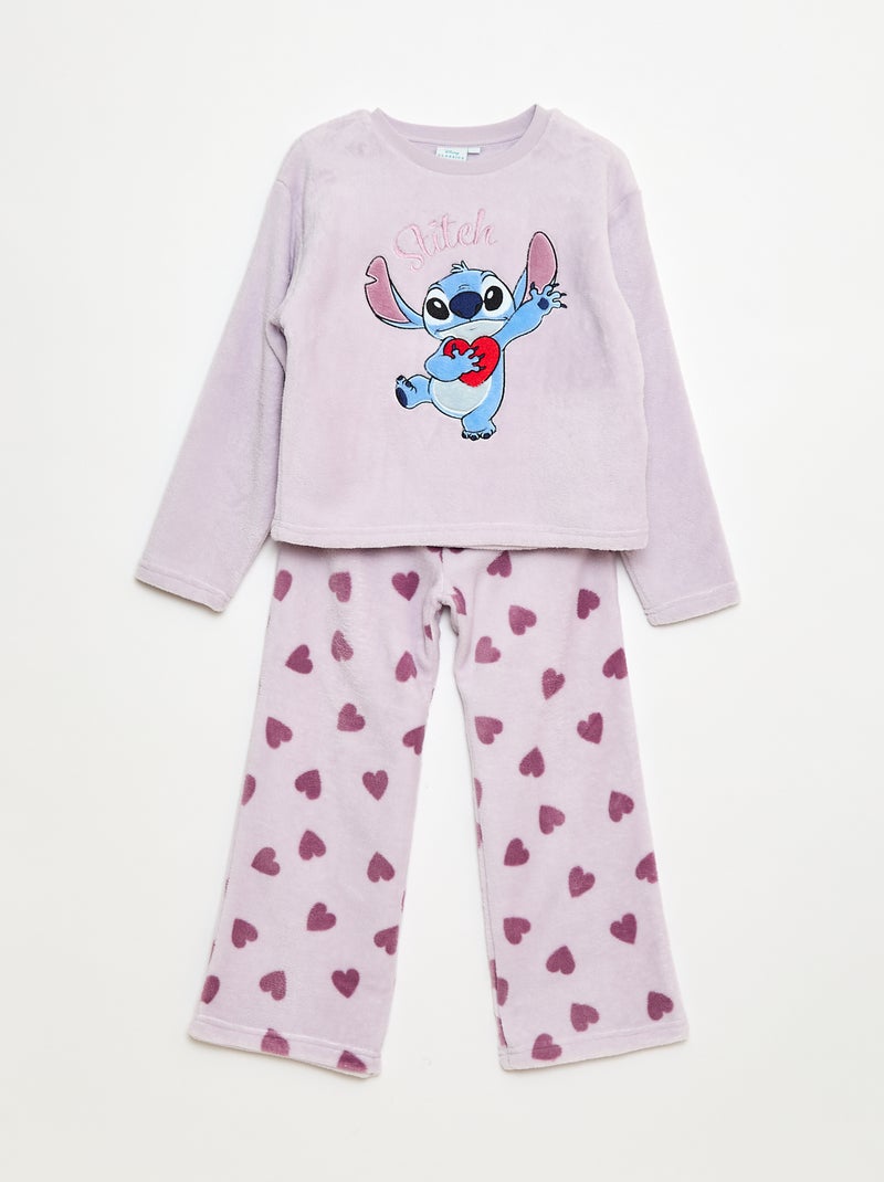 Completo pigiama lungo in pile 'Stitch' 'Disney' - 2 pezzi Viola - Kiabi