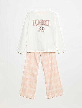 Completo pigiama lungo in pile t-shirt + pantaloni - 2 pezzi