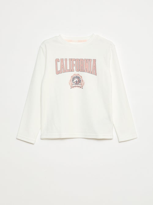 Completo pigiama lungo in pile t-shirt + pantaloni - 2 pezzi - Kiabi