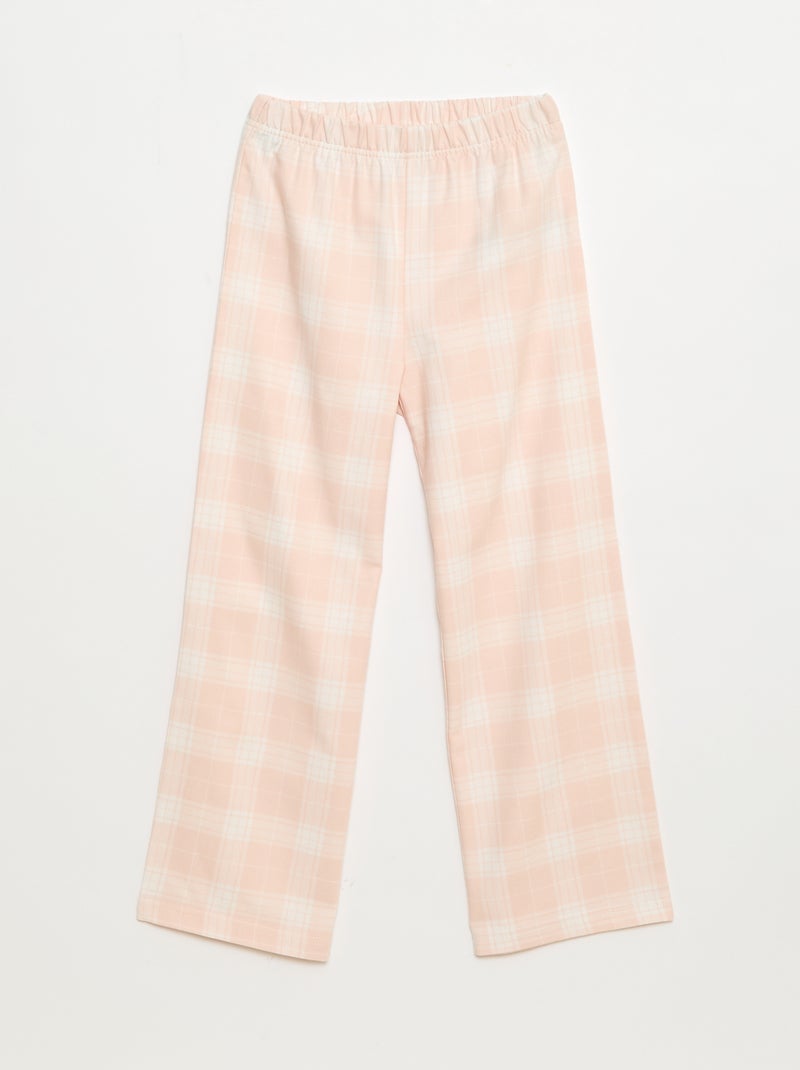 Completo pigiama lungo in pile t-shirt + pantaloni - 2 pezzi Bianco - Kiabi