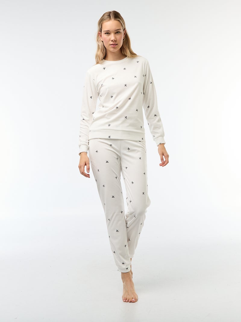 Completo pigiama lungo in pile t-shirt pantaloni pezzi