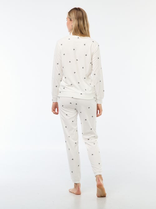 Completo pigiama lungo in pile t-shirt + pantaloni - 2 pezzi - Kiabi