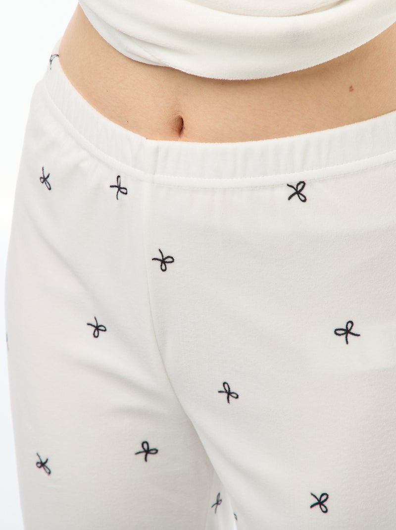 Completo pigiama lungo in pile t-shirt + pantaloni - 2 pezzi Bianco - Kiabi
