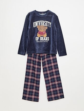Completo pigiama lungo in pile t-shirt + pantaloni - 2 pezzi