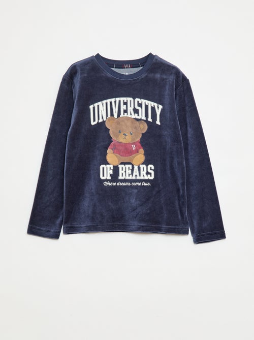 Completo pigiama lungo in pile t-shirt + pantaloni - 2 pezzi - Kiabi