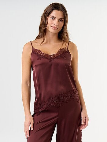 Completo pigiama lungo in raso top + pantaloni - 2 pezzi