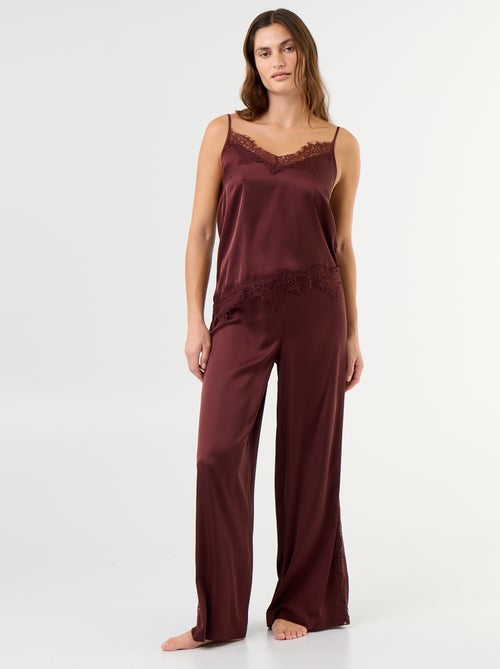 Completo pigiama lungo in raso top + pantaloni - 2 pezzi - Kiabi Completo pigiama lungo in raso top + pantaloni - 2 pezzi - Kiabi