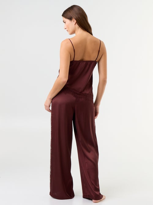 Completo pigiama lungo in raso top + pantaloni - 2 pezzi - Kiabi Completo pigiama lungo in raso top + pantaloni - 2 pezzi - Kiabi