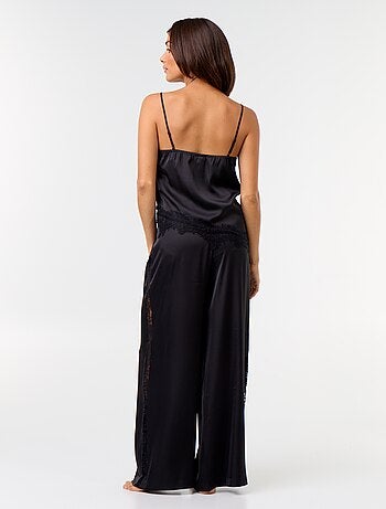 Completo pigiama lungo in raso top + pantaloni - 2 pezzi