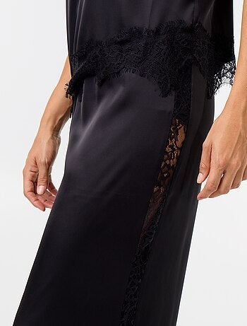 Completo pigiama lungo in raso top + pantaloni - 2 pezzi