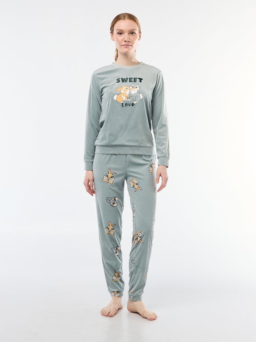 Completo pigiama lungo in velluto 'Pampan' 'Disney' - 2 pezzi - Kiabi
