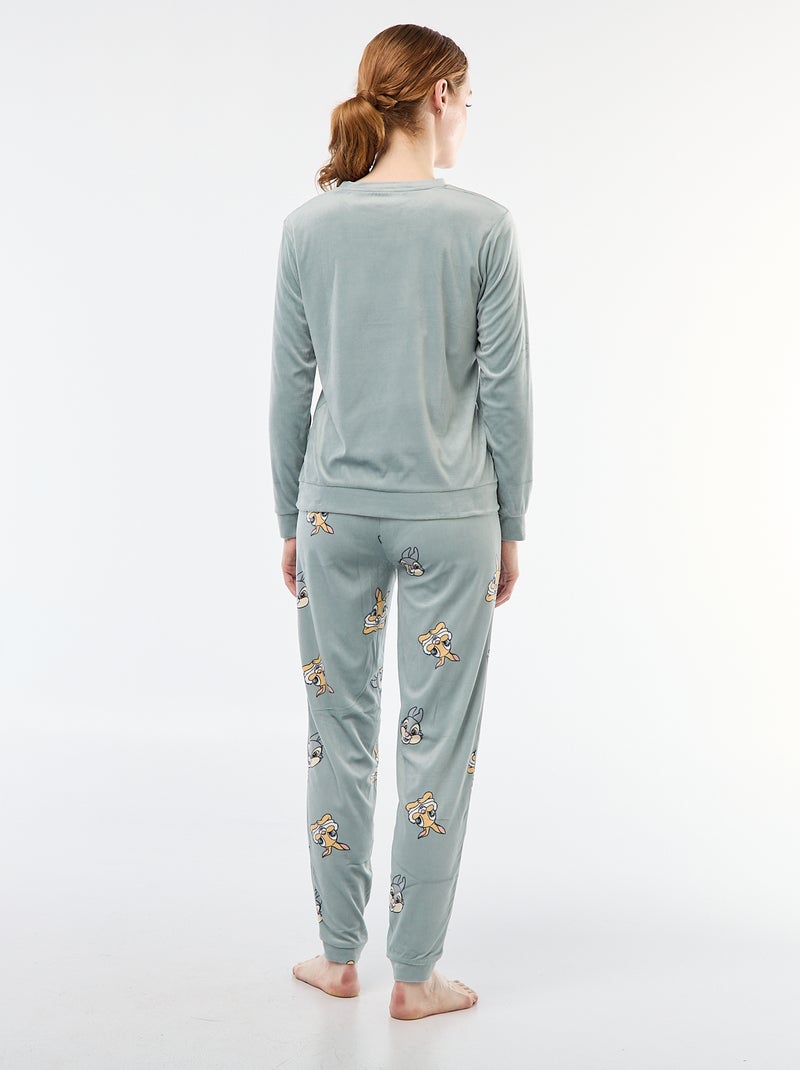 Completo pigiama lungo in velluto 'Pampan' 'Disney' - 2 pezzi Verde - Kiabi
