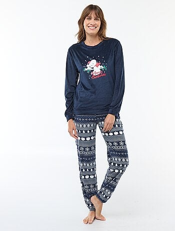 Completo pigiama lungo in velluto 'Stitch' 'Disney' - 2 pezzi