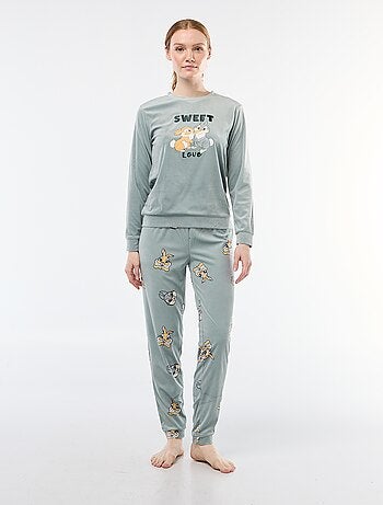 Completo pigiama lungo in velluto 'Stitch' 'Disney' - 2 pezzi