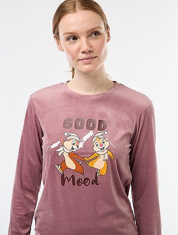 Completo pigiama lungo in velluto 'Stitch' 'Disney' - 2 pezzi