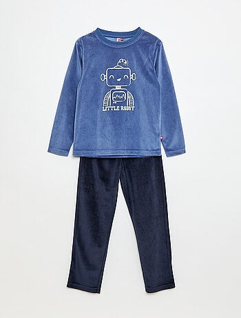 Completo pigiama lungo in velluto t-shirt + pantaloni - 2 pezzi