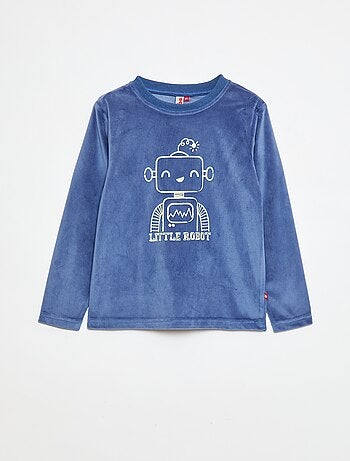 Completo pigiama lungo in velluto t-shirt + pantaloni - 2 pezzi