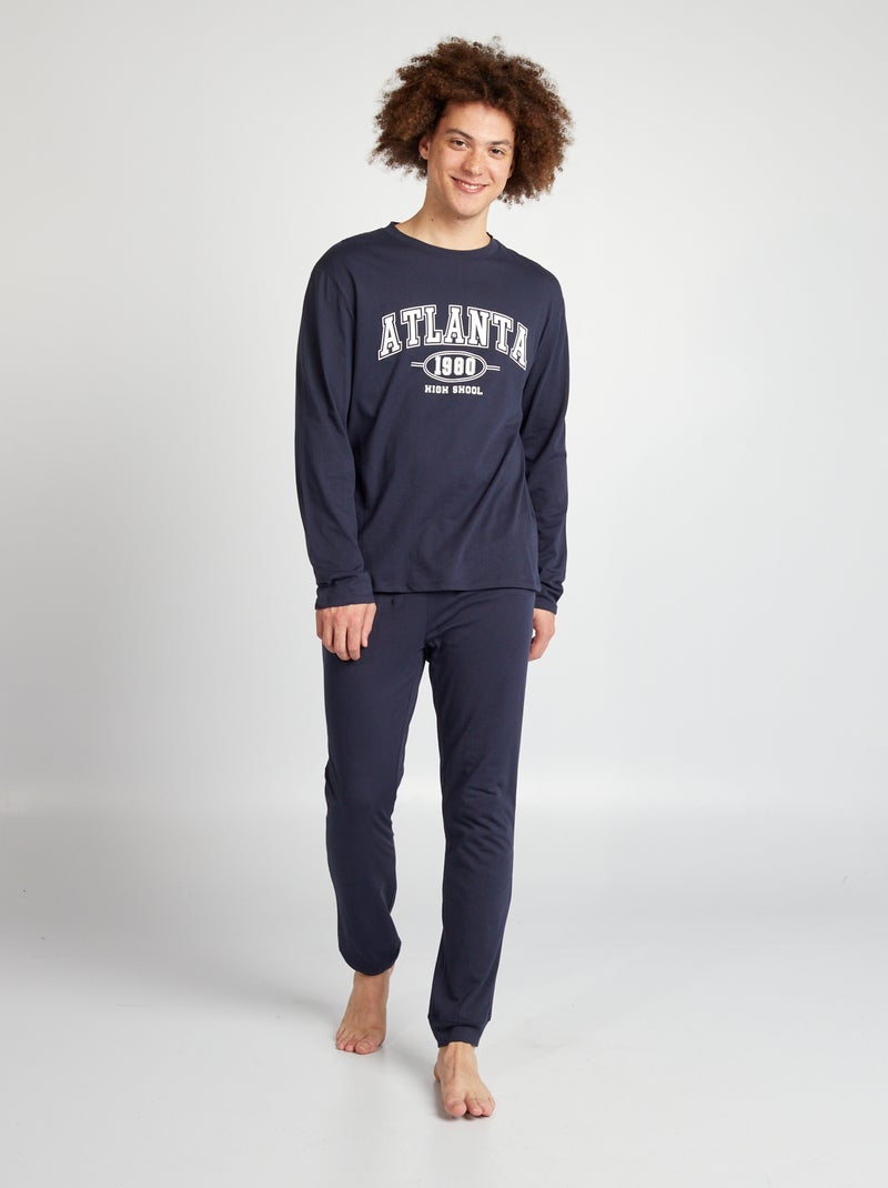 Completo pigiama lungo + t-shirt - 2 pezzi BLU - Kiabi