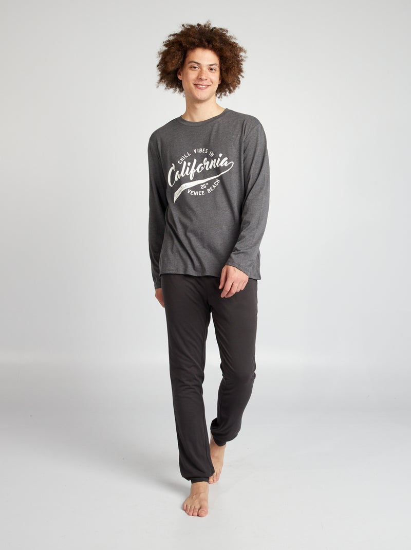 Completo pigiama lungo + t-shirt - 2 pezzi GRIGIO - Kiabi