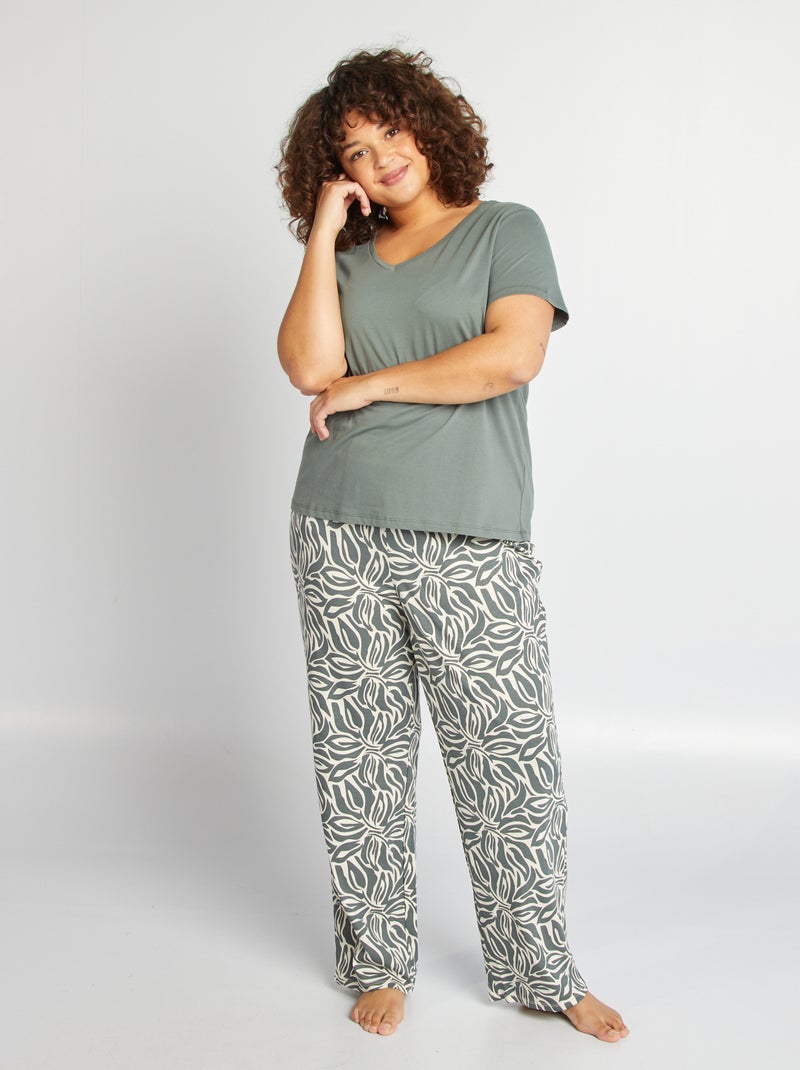 Completo pigiama lungo t-shirt + pantaloni - 2 pezzi BEIGE - Kiabi