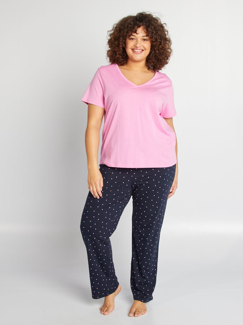 Completo pigiama lungo t-shirt + pantaloni - 2 pezzi BLU - Kiabi