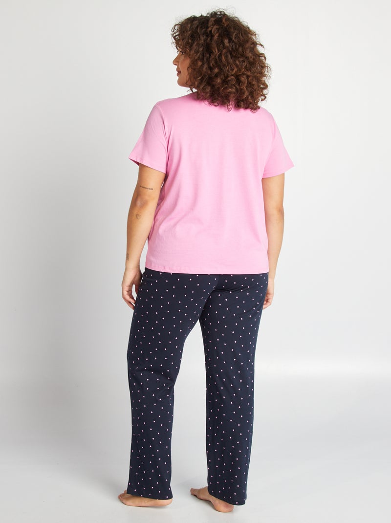 Completo pigiama lungo t-shirt + pantaloni - 2 pezzi BLU - Kiabi