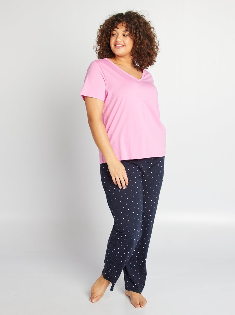 Completo pigiama lungo t-shirt + pantaloni - 2 pezzi BLU - Kiabi