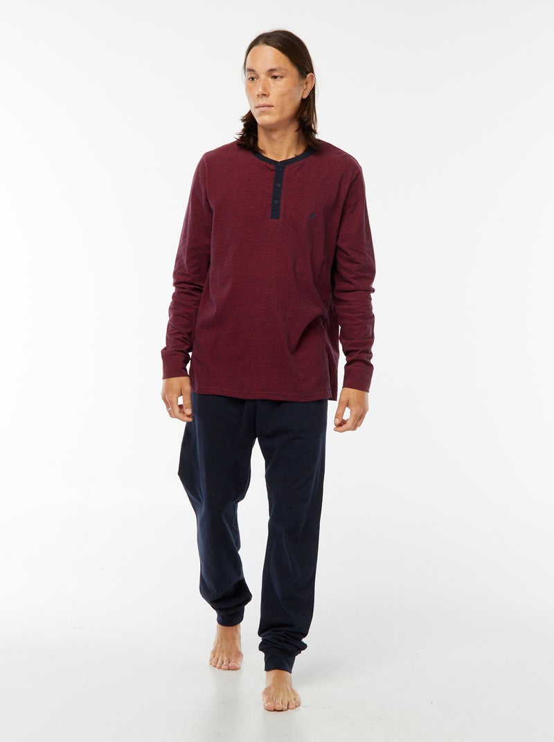 Completo pigiama lungo t-shirt + pantaloni - 2 pezzi Blu - Kiabi