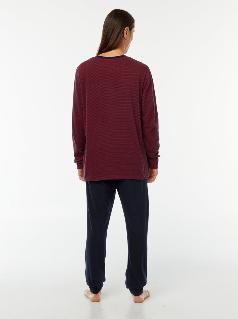 Completo pigiama lungo t-shirt + pantaloni - 2 pezzi Blu - Kiabi