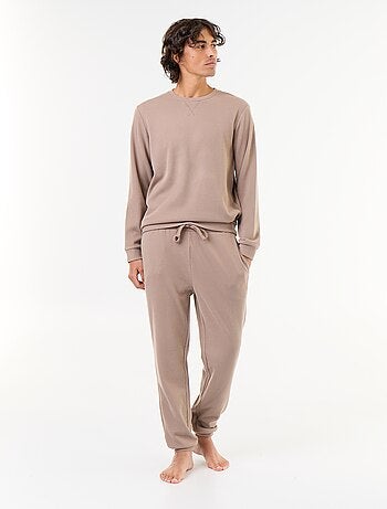 Completo pigiama lungo t-shirt + pantaloni a nido d'ape - 2 pezzi