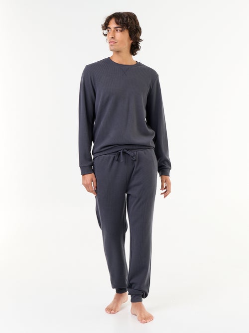 Completo pigiama lungo t-shirt + pantaloni a nido d'ape - 2 pezzi - Kiabi
