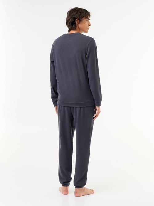 Completo pigiama lungo t-shirt + pantaloni a nido d'ape - 2 pezzi - Kiabi