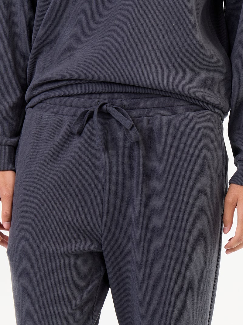 Completo pigiama lungo t-shirt + pantaloni a nido d'ape - 2 pezzi Blu - Kiabi