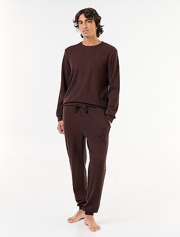 Completo pigiama lungo t-shirt + pantaloni a nido d'ape - 2 pezzi