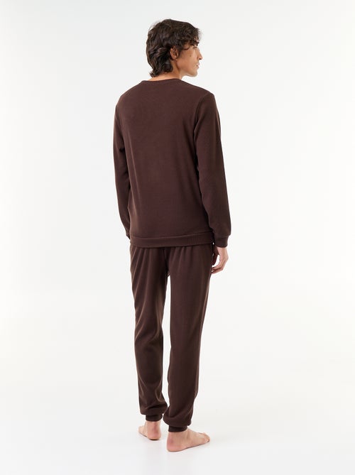 Completo pigiama lungo t-shirt + pantaloni a nido d'ape - 2 pezzi - Kiabi