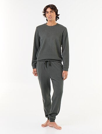 Completo pigiama lungo t-shirt + pantaloni a nido d'ape - 2 pezzi