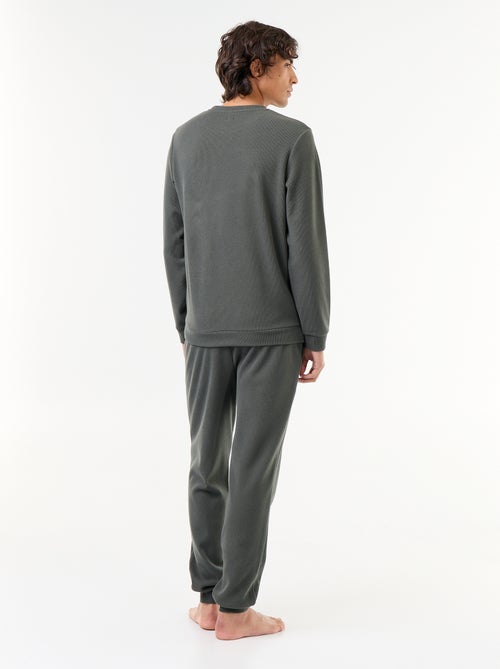 Completo pigiama lungo t-shirt + pantaloni a nido d'ape - 2 pezzi - Kiabi