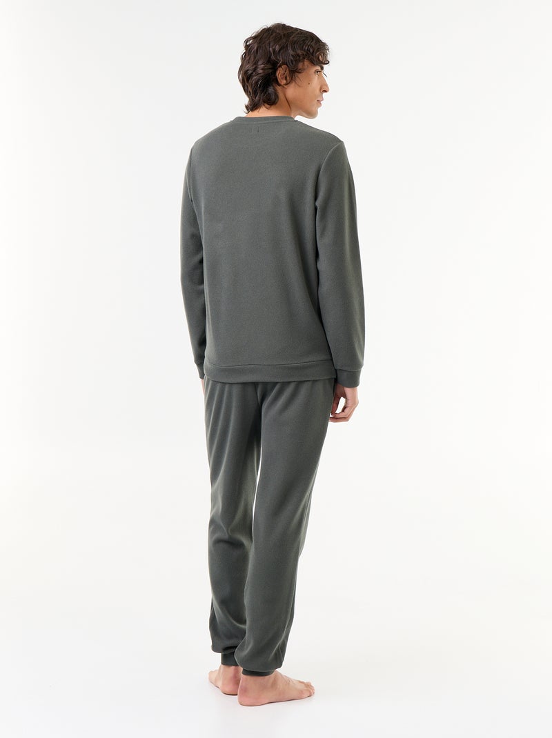 Completo pigiama lungo t-shirt + pantaloni a nido d'ape - 2 pezzi Verde - Kiabi